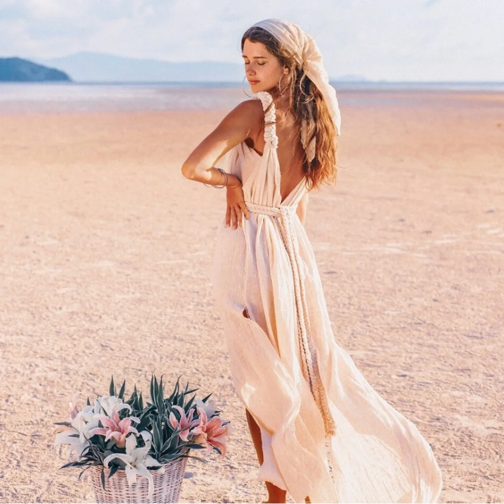 Off White Wedding Dress | Greek Goddess Boho Bridal | Multiway Dress Braided - Picture 6 of 13